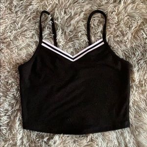 Black V- crop top.